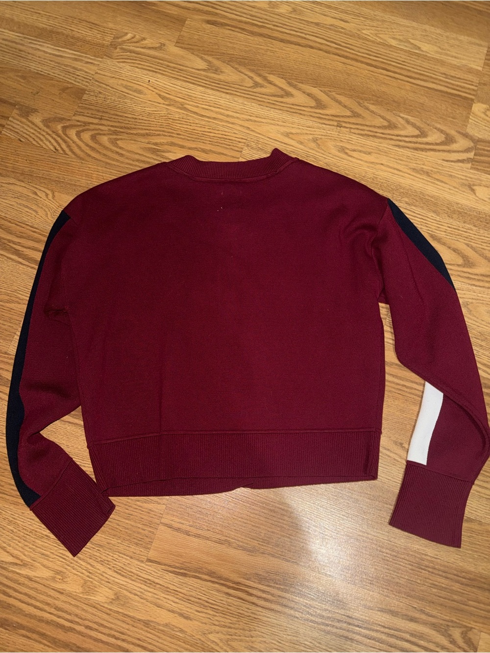 NWOT Maeve Anthropologie Side Stripe Burgundy Button-Front Sweater Cardigan - Picture 4 of 5